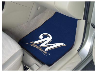 Milwaukee Brewers MLB Baseball Logo Car Floor Mats - Carpet - 2 Piece Set - Logo Floor Mats &amp; Car Mats