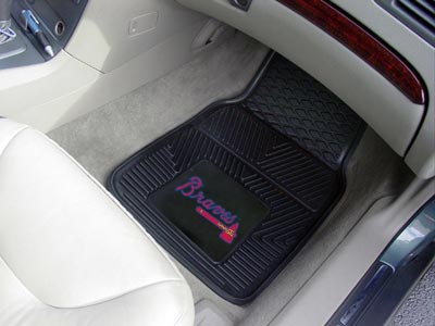 Atlanta Braves MLB Baseball Logo Car Floor Mats - Heavy-Duty Vinyl - 2 Piece Set - Logo Floor Mats &amp; Car Mats