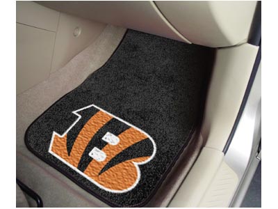 Cincinnati Bengals NFL Football Logo Car Floor Mats - Carpet - 2 Piece Set - Logo Floor Mats &amp; Car Mats