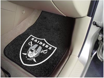 Oakland Raiders NFL Football Logo Car Floor Mats - Carpet - 2 Piece Set - Logo Floor Mats &amp; Car Mats
