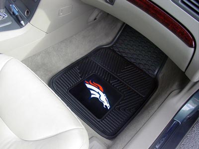 Denver Broncos NFL Football Logo Car Floor Mats - Heavy-Duty Vinyl - 2 Piece Set - Logo Floor Mats &amp; Car Mats