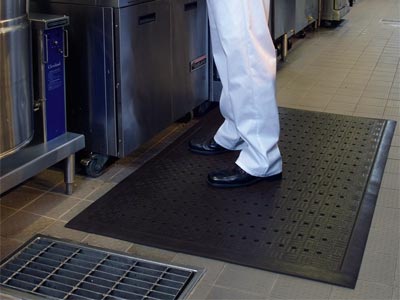 Andersen [371] Cushion Station™ Wet/Oily Area Anti-Fatigue Floor Mat - Black - Drainable - 7/16" Thickness - Commercial Anti-Fatigue &amp; Cushioned Matting