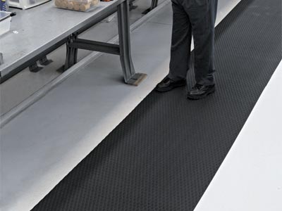 Andersen [56] Traction Tread™ Soft Slip-Resistant Nitrile Rubber Cushion Floor Mat Runner - Black - 3/8" Thickness - Commercial Floor &amp; Hallway Runners