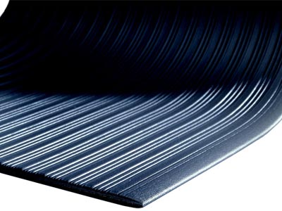 Andersen [900] Sure Cushion™ Ribbed PVC Foam Floor Mat Runner - Charcoal - 3/8" Thickness - Commercial Floor &amp; Hallway Runners