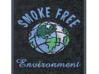 Crown Smoke Free Logo Message Floor Mat - Jet Print - Cleated Rubber Back - 3' x 5' CM-JRVS35BK