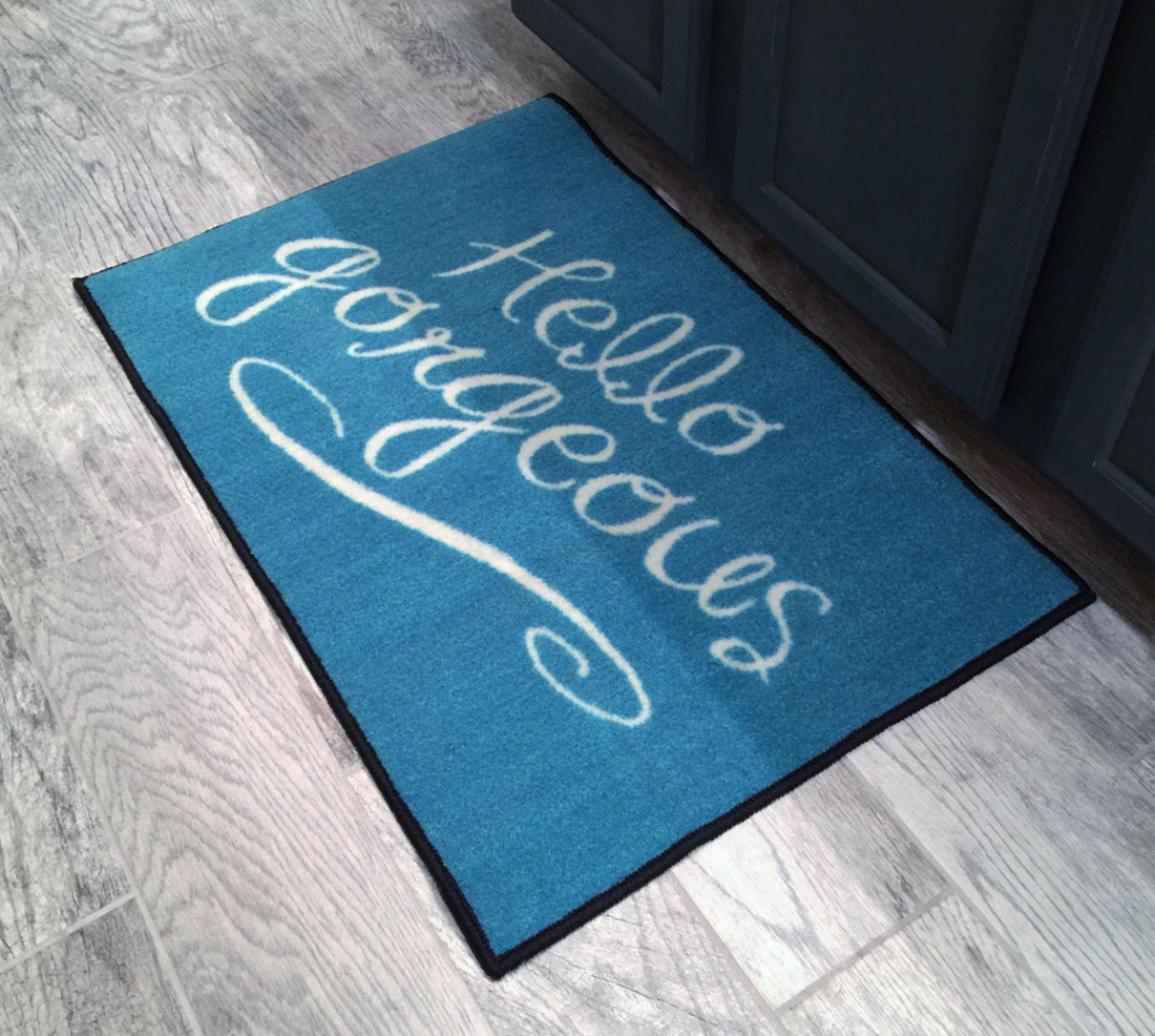 Hello Tiffany Blue Door Mat Commercial
