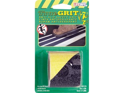 Life-Safe® [RE175] Anti-Slip Safety Grit Tape - Black w/ Yellow Stripe - 2" x 5' - Floor Mat Safety Products &amp; Accessories