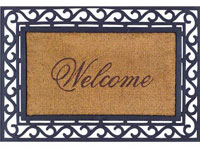 20" x 36" Natural Fiber Welcome Message Rubber Koko Framed Entrance Doormat