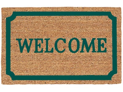 19.5" x 29.5" Green Border Decoir Brush Welcome Entrance Doormat - Welcome Mats &amp; Doormats