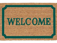 19.5" x 29.5" Green Border Decoir Brush Welcome Entrance Doormat