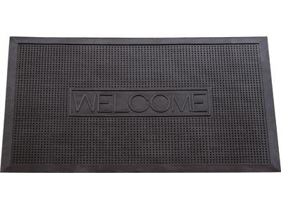 17" x 26" Crumb Rubber Welcome Message Entrance Doormat - Black - Residential Scraper Matting &amp; Carpeting