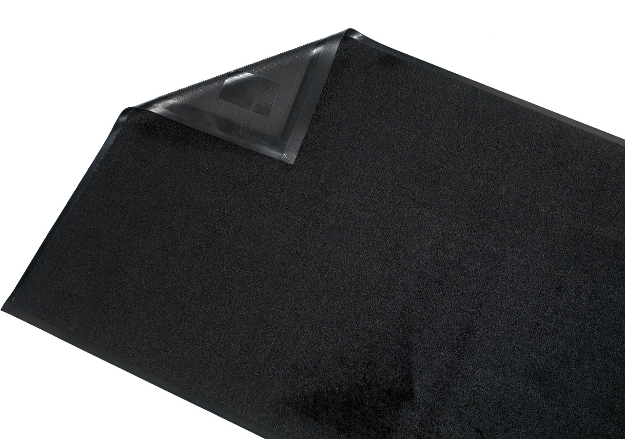 Black 6x6 Guardian Platinum Series Indoor Wiper Floor Mat Rubber with Nylon Carpet 